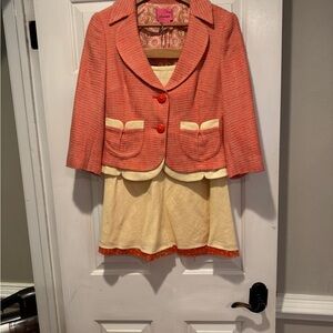 Chic coral Jacket with Cream Accents